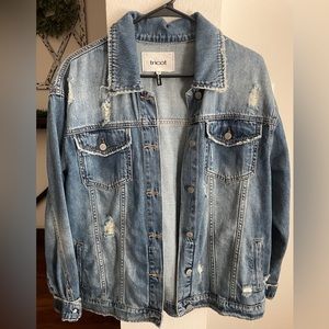 Distressed Tricot Denim Jacket